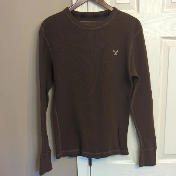 Men's American Eagle Outfitters Brown Waffle knit Long Sleeve Tee - Picture 1 of 7